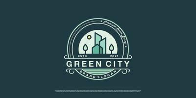 groene stad logo illustratie voor onroerend goed bedrijf premium vector