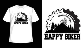 berg avontuur gelukkig biker t-shirt design, vintage retro, typografie t-shirt sjabloon. vector