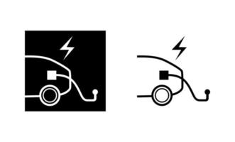 autolader plug icoon. de moderne elektrische auto is aangesloten op de oplader. silhouet en lineair origineel logo. eenvoudig overzicht stijlpictogram teken. vectorillustratie geïsoleerd op een witte achtergrond. eps10 vector