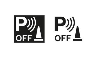 auto parkeersensor shutdown systeempictogram. silhouet en lineair origineel logo. eenvoudig omtrek stijl teken symbool. vectorillustratie geïsoleerd op een witte achtergrond. eps 10. vector