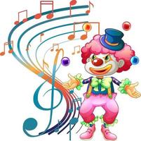 clown karton karakter met muzieknoot vector