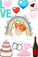 valentijnsthema met cupido en cake vector