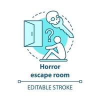 horror escape room concept icoon. enge zoektocht idee dunne lijn illustratie. thematisch strategiespel. op zoek naar uitgang, sleutel. oplossing vinden. vector geïsoleerde overzichtstekening. bewerkbare streek