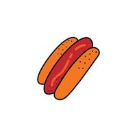 modern hotdog-logo-ontwerp. hotdog met mosterd. hotdog illustratie vector