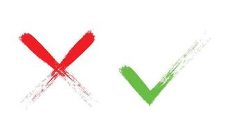 groen vinkje en rood kruis pictogram symbool. vector