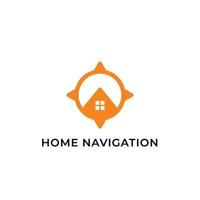 modern huislogo-ontwerp met navigatiepictogram voor onroerend goed, huis, appartement en gebouw. vector kunst illustratie