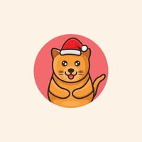 schattige kat met hoed kerst cartoon vector design