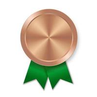 bronzen award sportmedaille voor winnaars met groen lint vector