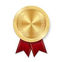 gouden award sportmedaille voor winnaars met rood lint vector