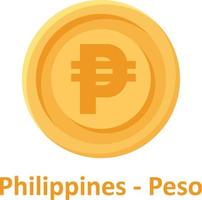 Filipijnen peso munt geïsoleerd vectorpictogram dat gemakkelijk kan worden gewijzigd of bewerkt vector