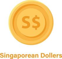 singaporese dollar munt geïsoleerd vectorpictogram dat gemakkelijk kan worden gewijzigd of bewerkt vector