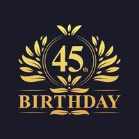 luxe 45e verjaardagslogo, 45 jaar feest. vector