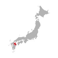 oita prefectuur gemarkeerd op de kaart van japan op witte achtergrond vector