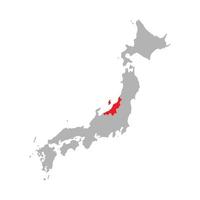 niigata prefectuur gemarkeerd op de kaart van japan op witte achtergrond vector