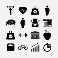fitness vector icon set op witte achtergrond