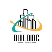 stad gebouw bouw logo ontwerp premium kwaliteit lijn vectorillustratie vector