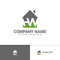 brief hw met huis logo vector sjabloon, creatieve hw logo ontwerpconcepten