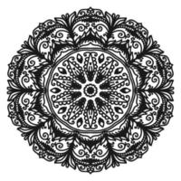 cirkelvormig patroon van een mandala voor henna. decoratieve zwarte sieraad op een witte achtergrond. anti-stressprogramma kleurboekpagina. vector