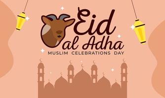 eid al adha achtergrondontwerp met geitillustratie vector