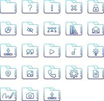 set van mappen en tools pictogrammen op transparante achtergrond vector