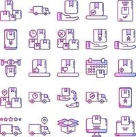 set van bedrijfs- en leveringspictogrammen op transparante achtergrond vector