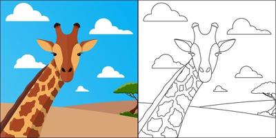 giraf in de woestijn geschikt voor kinder kleurplaten pagina vectorillustratie vector