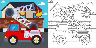 brandweerwagen of brandweerwagen geschikt voor de kleurplaat vectorillustratie van kinderen vector