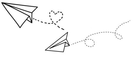 papier vliegtuig icoon. handgetekende papieren vliegtuigje. vectorillustratie. vector