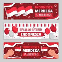 indonesië onafhankelijkheidsdag feest banner set vector