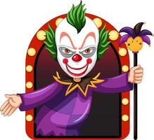 enge clown met toverstaf stripfiguur vector