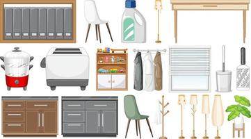 meubels en huishoudelijke apparaten op witte achtergrond vector