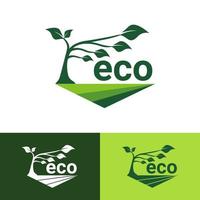 eco blad label. logo's van groen blad ecologie natuur pictogram vector