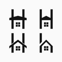 letter h en huis logo concept. huis icoon. zwart en wit. voor logo's, pictogrammen en symbolen vector