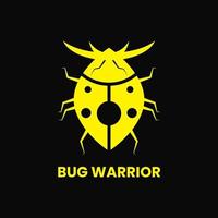 bug krijger logo concept. dier, insect, plat, eenvoudig en modern logo. geel en zwart. geschikt voor logo, pictogram, symbool en teken. zoals mascotte, embleem, kleding of viruslogo vector