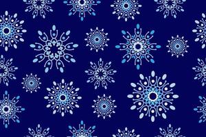 abstracte bloemen batik stof ontwerpsjabloon. naadloos geometrisch bloemenpatroon. blauw monochroom stijlvol grafisch ontwerp. betegelbaar vintage ornament. vector