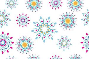 kleurrijk naadloos abstract geometrisch bloemenpatroon. mooie batik indonesië stof ontwerpsjabloon. betegelbaar vintage ornament. stijlvol grafisch ontwerp. roze magenta blauw cyaan groen beige vector