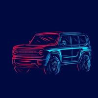 voertuig suv sportieve auto automotive lijn popart potrait logo kleurrijk ontwerp met donkere achtergrond. abstracte vectorillustratie. vector