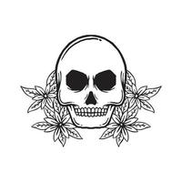 handgetekende schedel bloemen doodle illustratie voor tattoo stickers poster enz vector