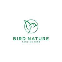 moderne vogel met groen blad logo sjabloon vector icon