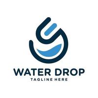 waterdruppel logo vector sjabloon lineaire ontwerpstijl. blauwe druppellijnen aqua logotype icoon