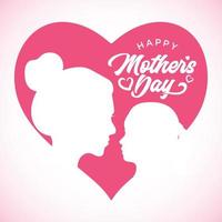 Moederdag wenskaart. moeder en meisje silhouet binnen hartsymbool. roze ontwerpelement voor vakantiebanner, poster. vector illustratie