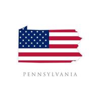 vorm van de staatskaart van Pennsylvania met Amerikaanse vlag. vectorillustratie. kan gebruiken voor de dag van de onafhankelijkheid van de Verenigde Staten van Amerika, nationalisme en patriottisme. usa vlag ontwerp vector