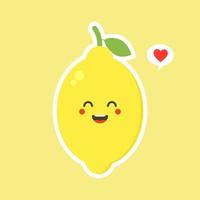 grappige en kawaii-citroenkarakters gelukkige uitdrukkingen. cartoon vectorillustratie geïsoleerd op een achtergrond in kleur. grappige citroenkarakters, mascottes, emoticons. vector