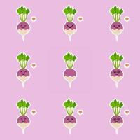 paars raap gezond voedsel concept. emoji emoticon collectie. stripfiguren voor veganistisch, vegetarisch, eten, restaurant. kawaii en schattig vectorontwerp vector