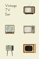 vintage en retro tv-toestel. platte oranje kleurentelevisie met antenne pictogram symbool teken geïsoleerd op een witte achtergrond. vector voorraad illustratie. klassieke televisie