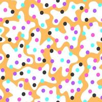abstract grafisch naadloos patroon met vlekken van verschillende vormen en stippen van verschillende kleuren vector