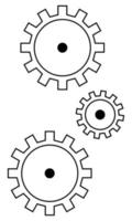 handgetekende tandwielen die rotatie op elkaar overbrengen. abstracte weergave van interactie tussen mensen. doodle schets. vector illustratie