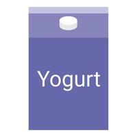 kartonnen verpakking met yoghurt. het product is rijk aan calcium en gefermenteerde melkbacteriën, nuttig voor de gezondheid. vlak. vector illustratie