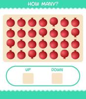 hoeveel cartoon granaatappel. tel spel. educatief spel voor kleuters en peuters vector