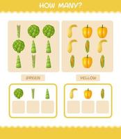 hoeveel cartoon groenten. tel spel. educatief spel voor kleuters en peuters